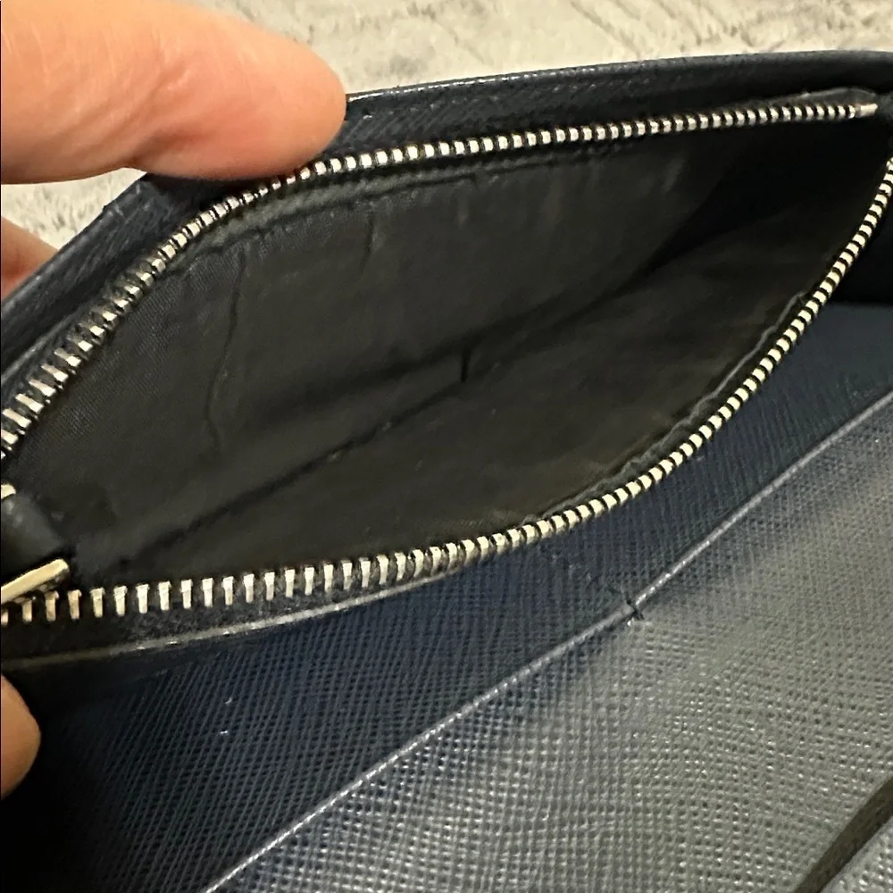 Prada Midnight Blue Leather Bifold Wallet
